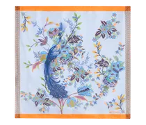 Einstecktuch Aus Seidentwill Mit Pfau, Herren, Himmelblau