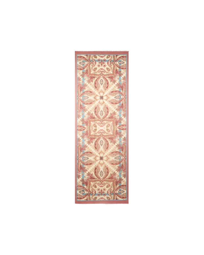 Etro Schal Aus Wolle Und Kaschmir Mit Platziertem Print, Damen, Beige Beige