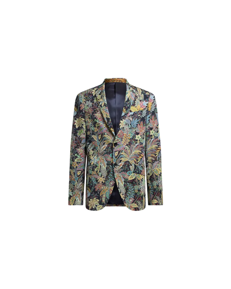 Etro Jacke Aus Wollgabardine Mit Print, Herren, Grün, Größe Grün
