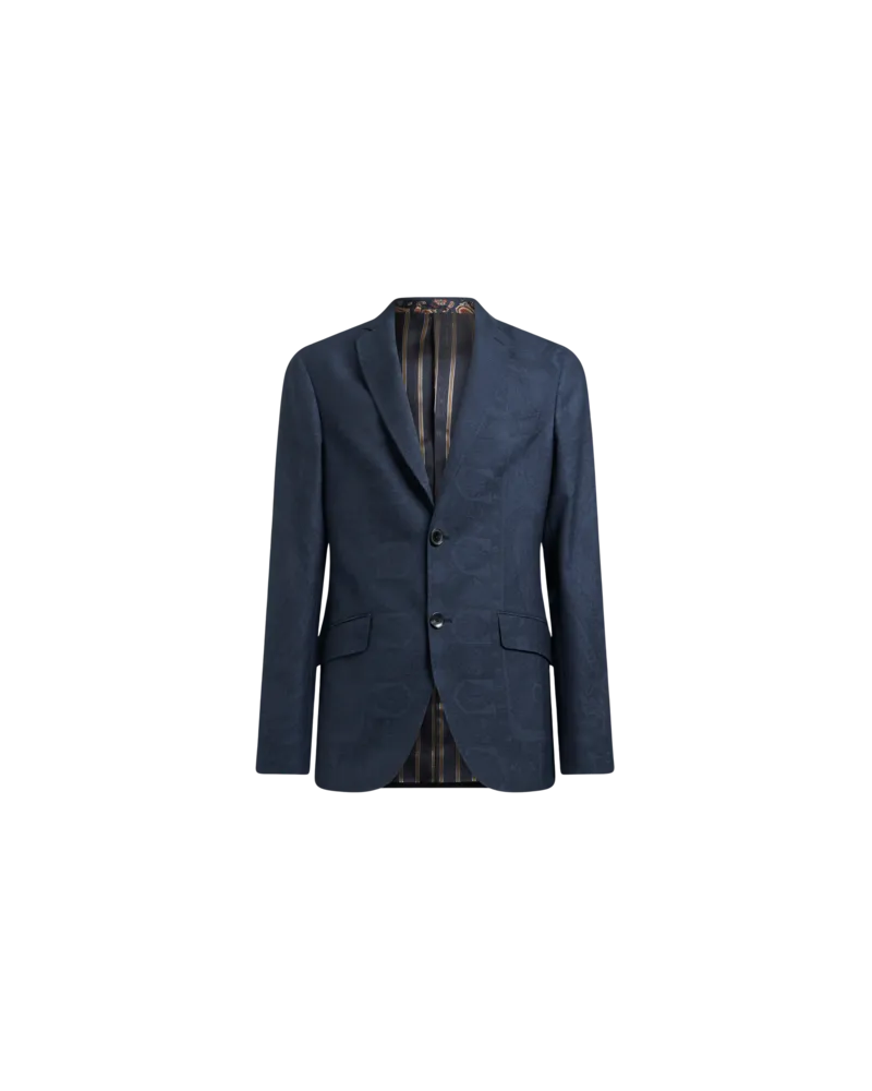 Etro Blazer Aus Wolle Mit Print, Herren, Blau, Größe Blau