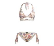 Bikini Mit Blumendruck, Damen, Beige, Größe