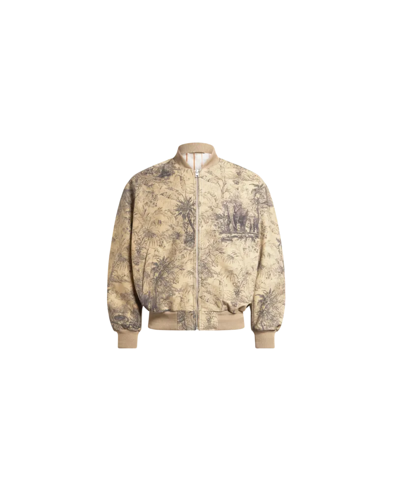Etro Bomberjacke Aus Bedrucktem Leder, Herren, Beige, Größe Beige