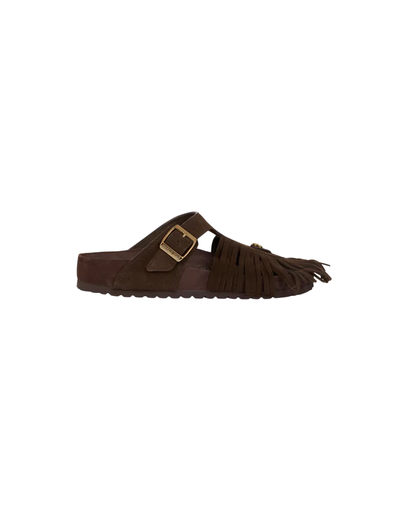 Etro Gizeh-sandale Aus Veloursleder Mit Fransen, Birkenstock By Etro, Damen, Schokoladenbraun, Größe Schokoladenbraun