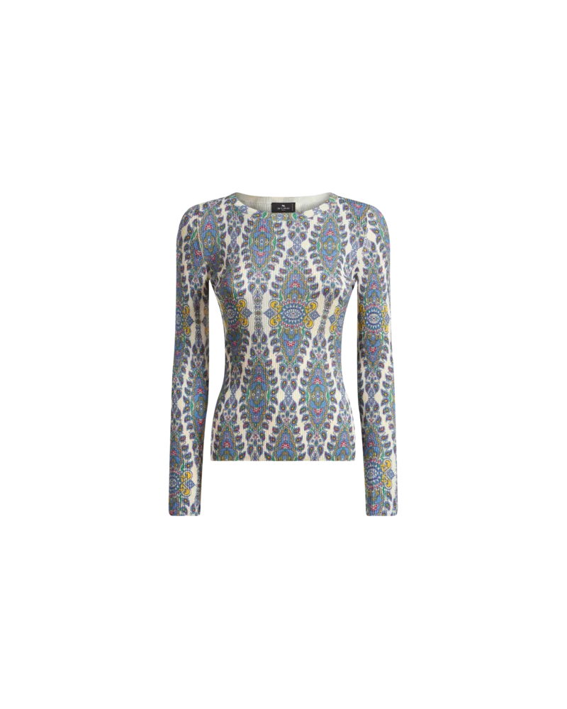 Etro Pullover Mit Medaillons Und Paisley Aus Einer Seidenmischung, Damen, Weiß, Größe Weiß