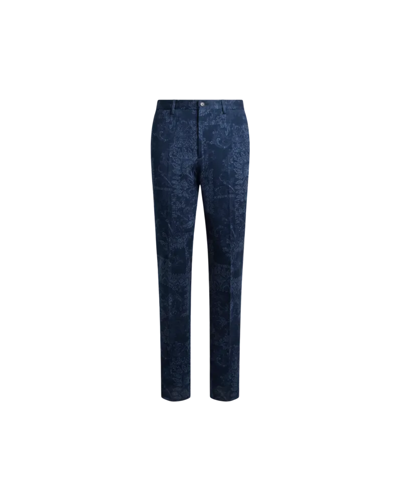 Etro Jacquard-hose Aus Baumwolle Mit Floralem Motiv, Herren, Blau, Größe Blau