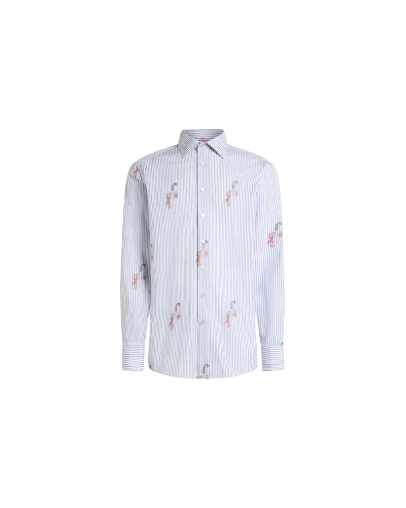 Etro Jacquard-hemd Aus Gestreifter Baumwolle Mit Fil-coupé-muster, Herren, Hellblau, Größe Hellblau