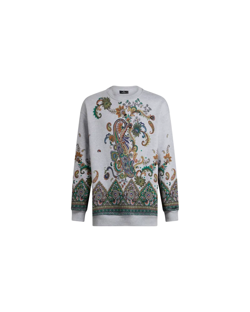 Etro Sweatshirt Aus Baumwolle Mit Blumenmuster, Damen, Grau, Größe Grau