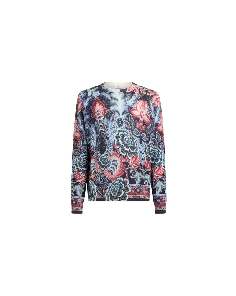 Etro Pullover Aus Seide Und Kaschmir Mit Print, Herren, Hellblau, Größe Hellblau