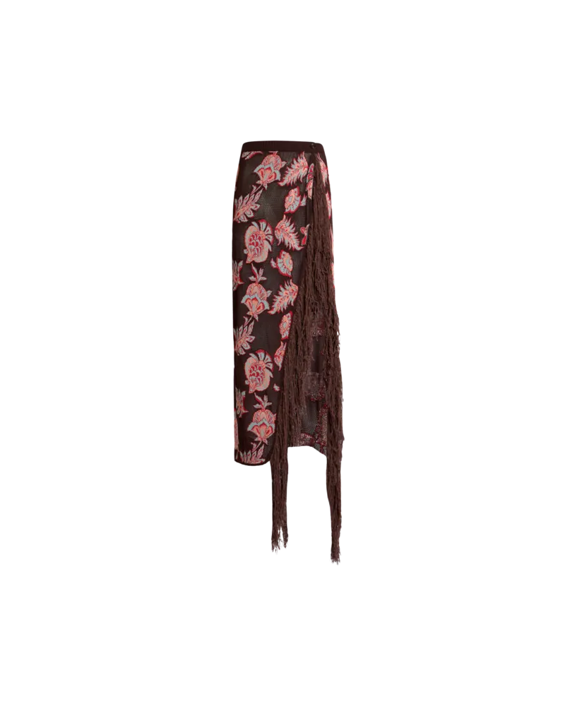 Etro Langer Jacquard-rock Aus Einer Baumwollmischung Mit Floralem Motiv, Damen, Braun, Größe Braun