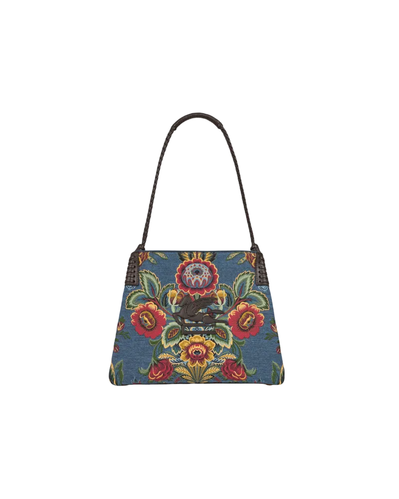 Etro Shopper Libra Klein Mit Floralem Jacquardmuster, Damen, Blau Blau
