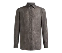 Paisley-hemd Aus Seide, Herren, Schwarz, Größe