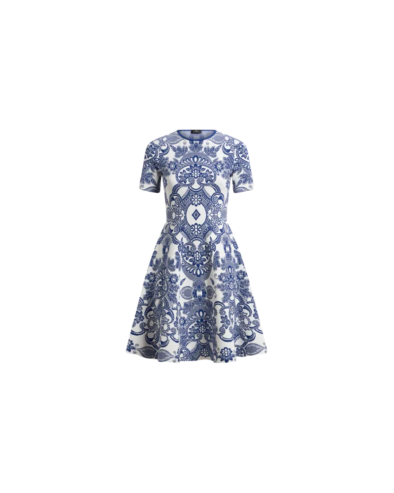 Etro Kurzes Jacquard-strickkleid, Damen, Navyblau, Größe Navyblau