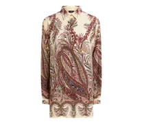 Hemdbluse Aus Seide Mit Platziertem Druck, Damen, Cremefarben, Größe