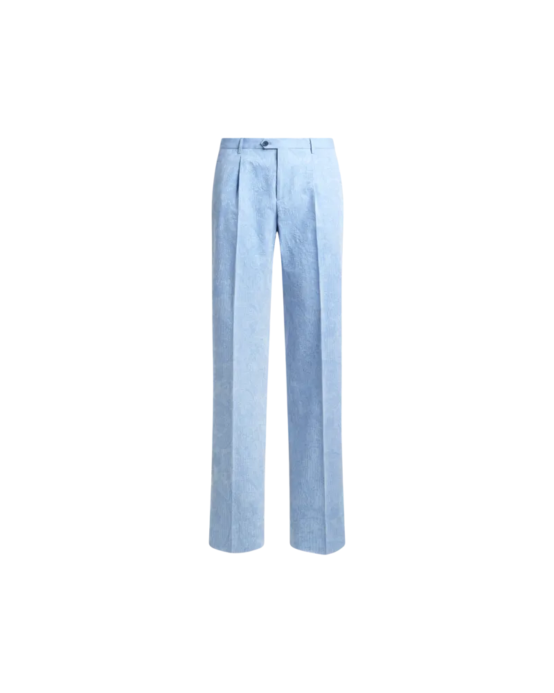 Etro Jacquard-hose Aus Wolle Mit Streifen Und Floralem Paisley-motiv, Herren, Hellblau, Größe Hellblau