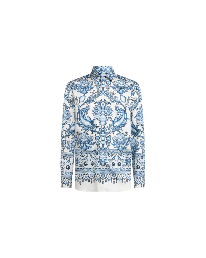 Etro Hemd Aus Baumwolle Mit Abgesetztem Print, Herren, Hellblau, Größe Hellblau
