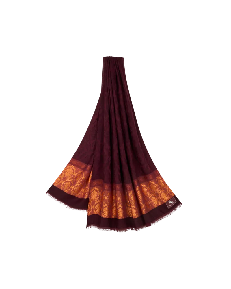 Etro Schal Aus Einer Wollmischung Mit Jacquardmuster, Herren, Bordeaux Bordeaux