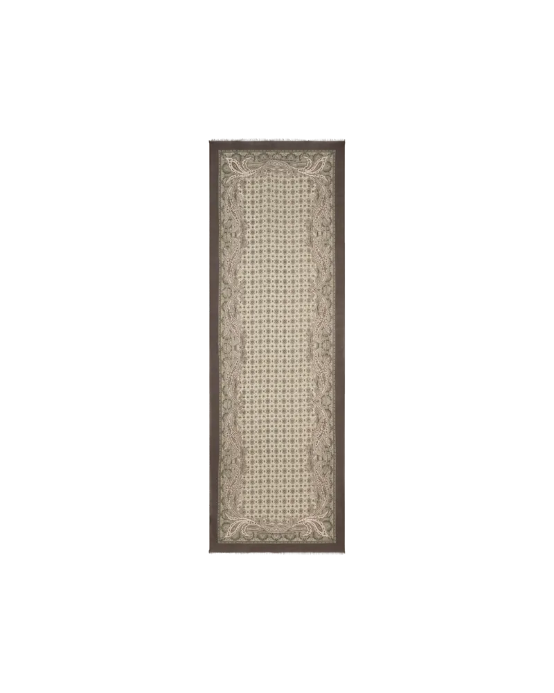 Etro Schal Aus Wolle Mit Krawatten- Und Paisley-motiv, Herren, Braun Braun
