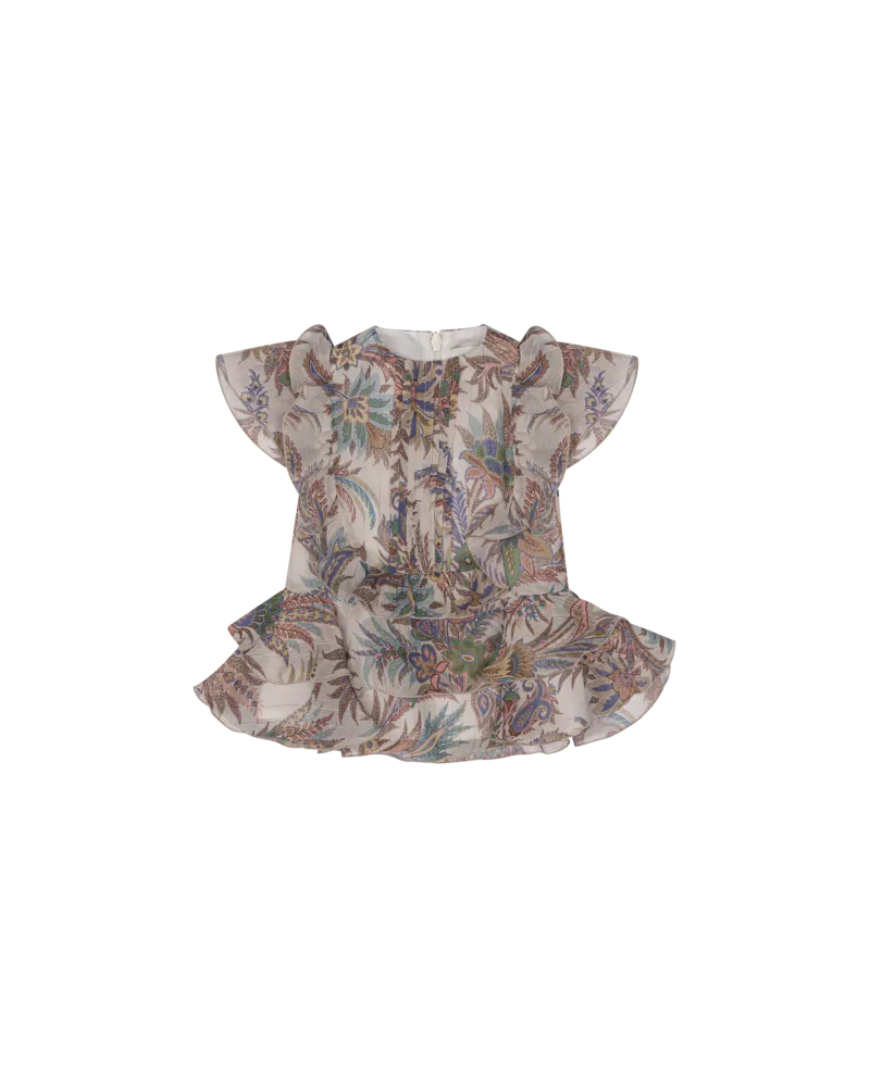 Etro Kleid Aus Leichtem Crepe De Chine Mit Volant, Cremefarben, Größe Cremefarben
