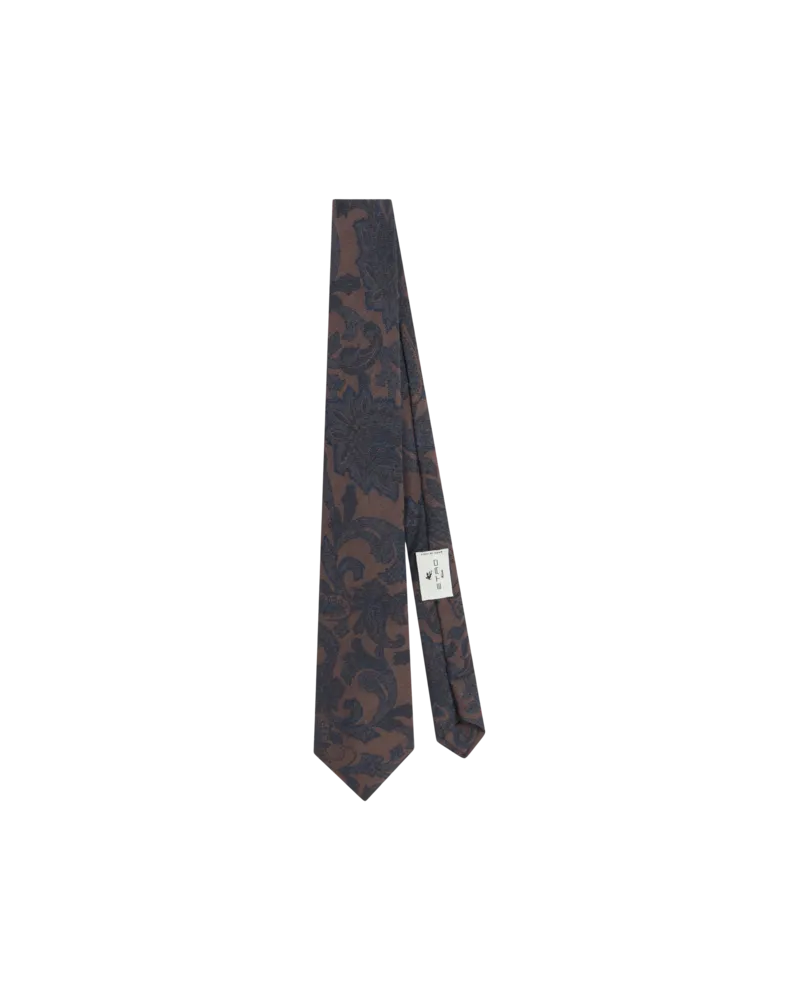 Etro Wool-blend Jacquard Tie With Floral Paisley Motif, Herren, Braun Braun
