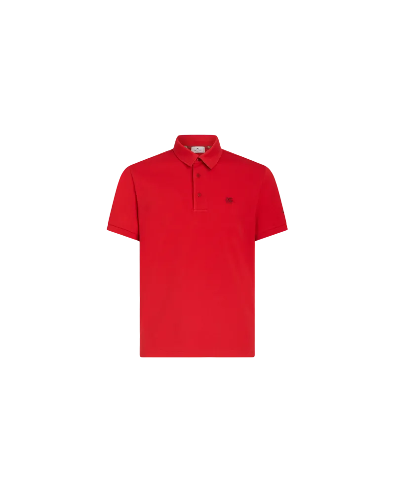 Etro Poloshirt Mit Gesticktem Pegasus, Rot Rot