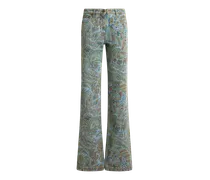 Flared Jeans Mit Paisley-ramage-motiv, Damen, Hellblau, Größe
