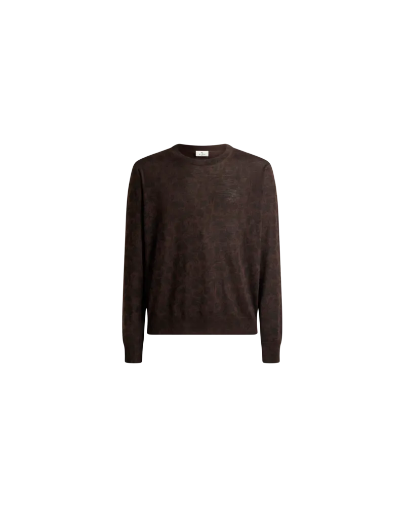 Etro Pullover Aus Wolle Und Seide Mit Floralem Paisley-motiv, Herren, Braun, Größe Braun