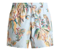 Badeshorts Mit Platziertem Print Mit Papageien Und Palmen, Herren, Hellblau, Größe