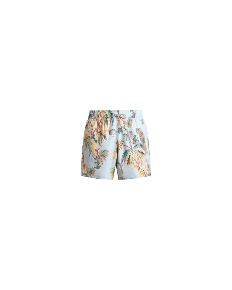 Etro Badeshorts Mit Platziertem Print Mit Papageien Und Palmen, Herren, Hellblau, Größe Hellblau