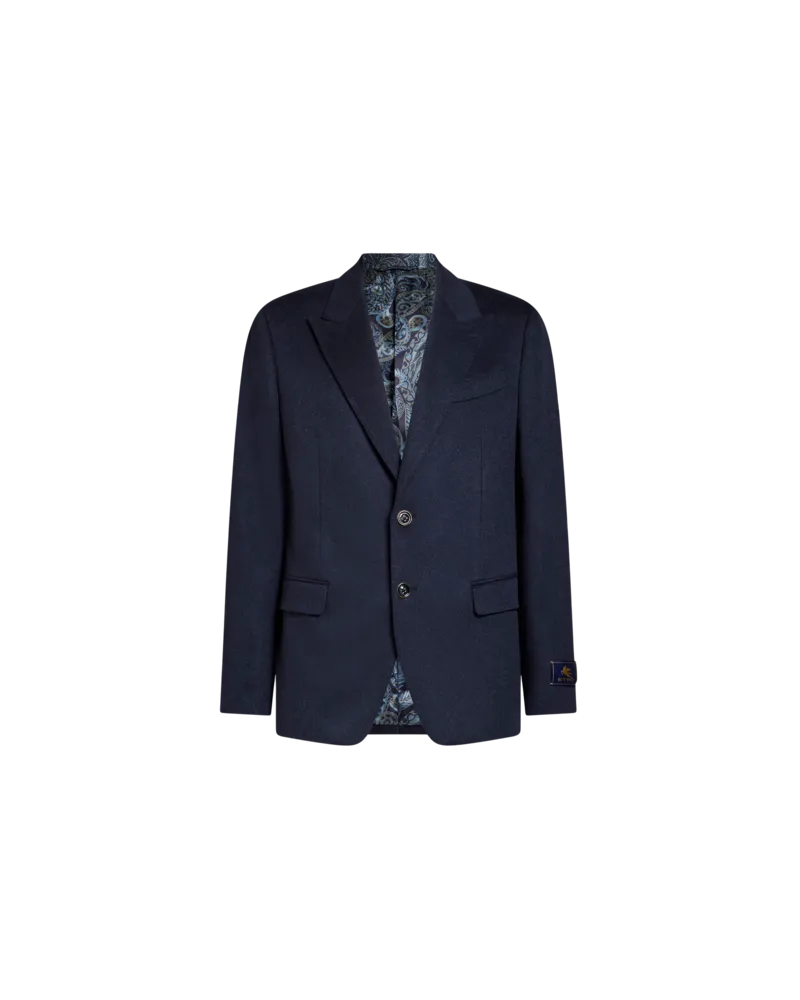 Etro Einreihige Jacke Aus Kaschmir, Herren, Blau, Größe Blau