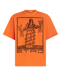 Etro T-shirt Mit Allegorie Der Festigkeit-print, Orange Orange