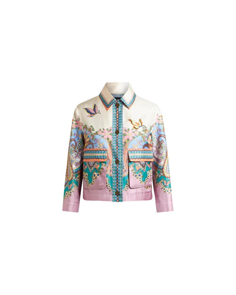 Etro Blazer Aus Bedruckter Seide, Damen, Rosa, Größe Rosa