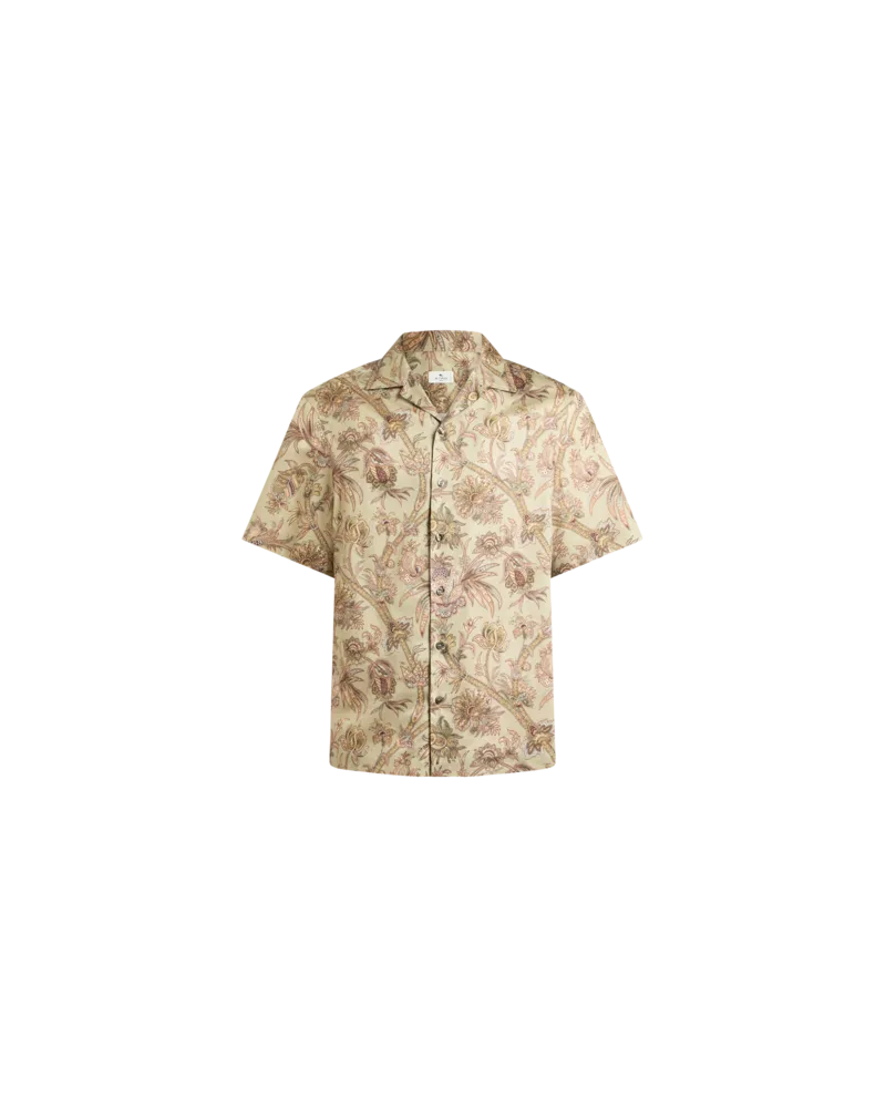 Etro Bowling-hemd Aus Baumwollsatin Mit Floralem Paisley-motiv, Herren, Beige, Größe Beige