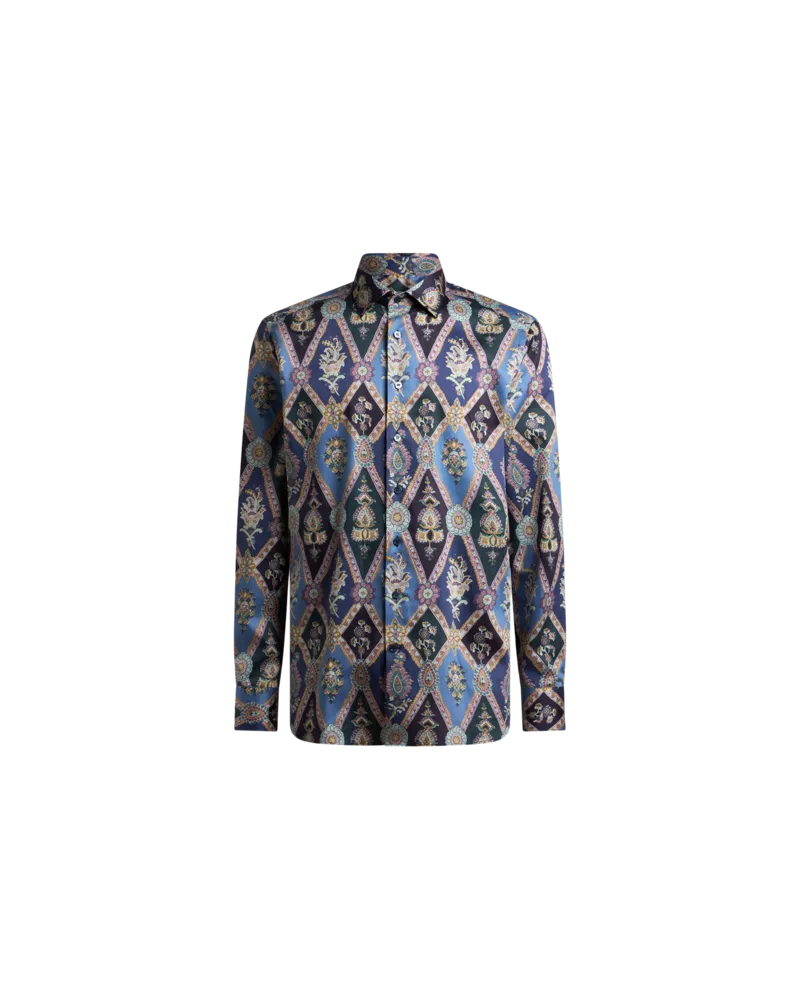 Etro Hemd Aus Baumwolle Mit Allover-print, Herren, Hellblau, Größe Hellblau