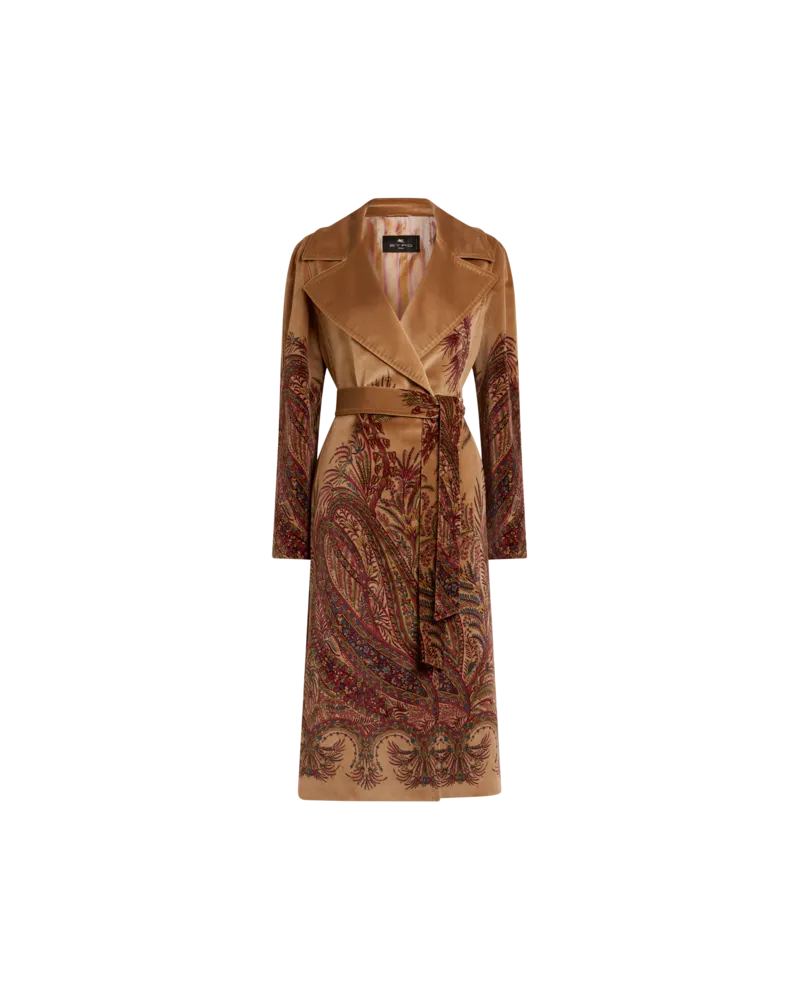 Etro Mantel Aus Samt Mit Print, Damen, Beige, Größe Beige