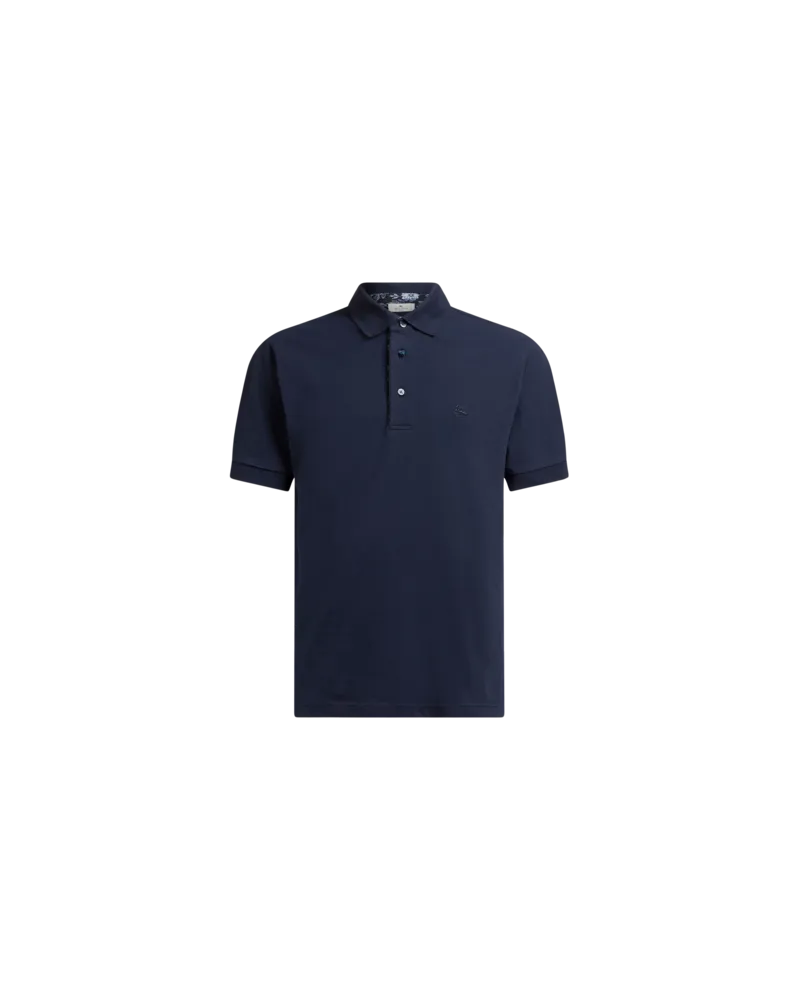 Etro Poloshirt Aus Baumwolle Mit Pegaso, Herren, Blau, Größe Blau