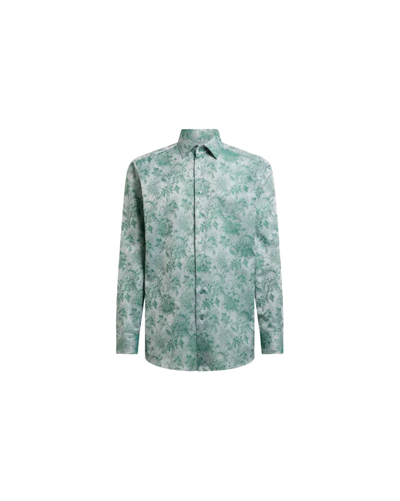 Etro Jacquardhemd Aus Baumwolle Mit Floralem Motiv, Herren, Grün, Größe Grün