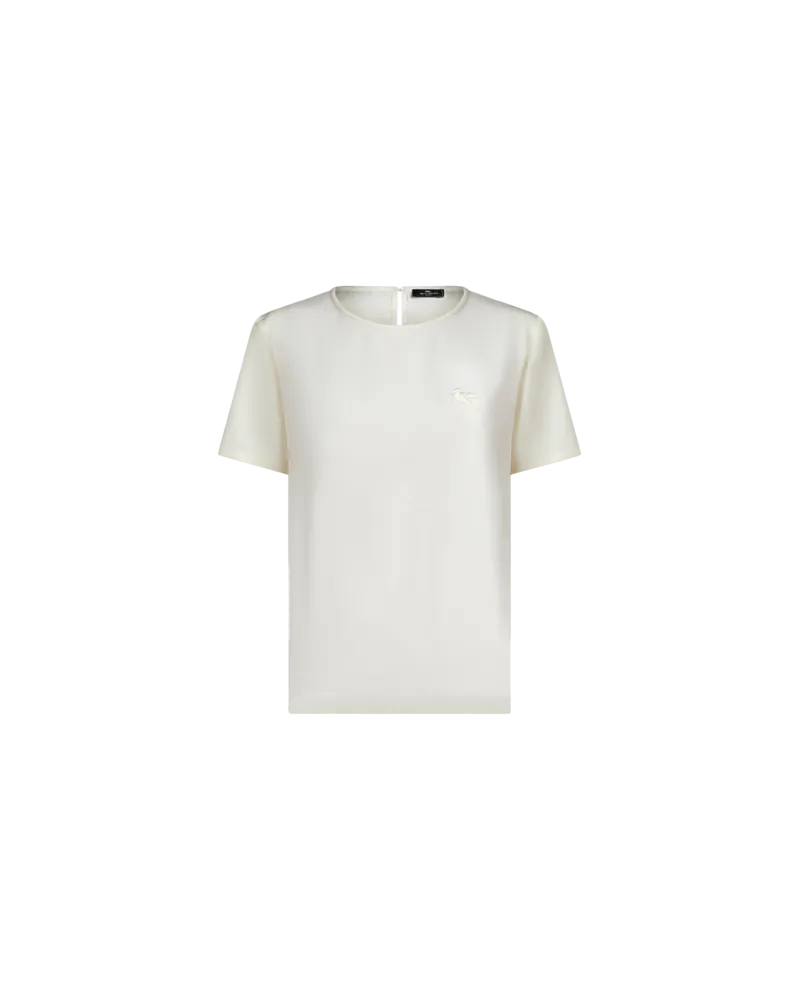 Etro T-shirt Aus Crêpe De Chine, Damen, Weiß, Größe Weiß