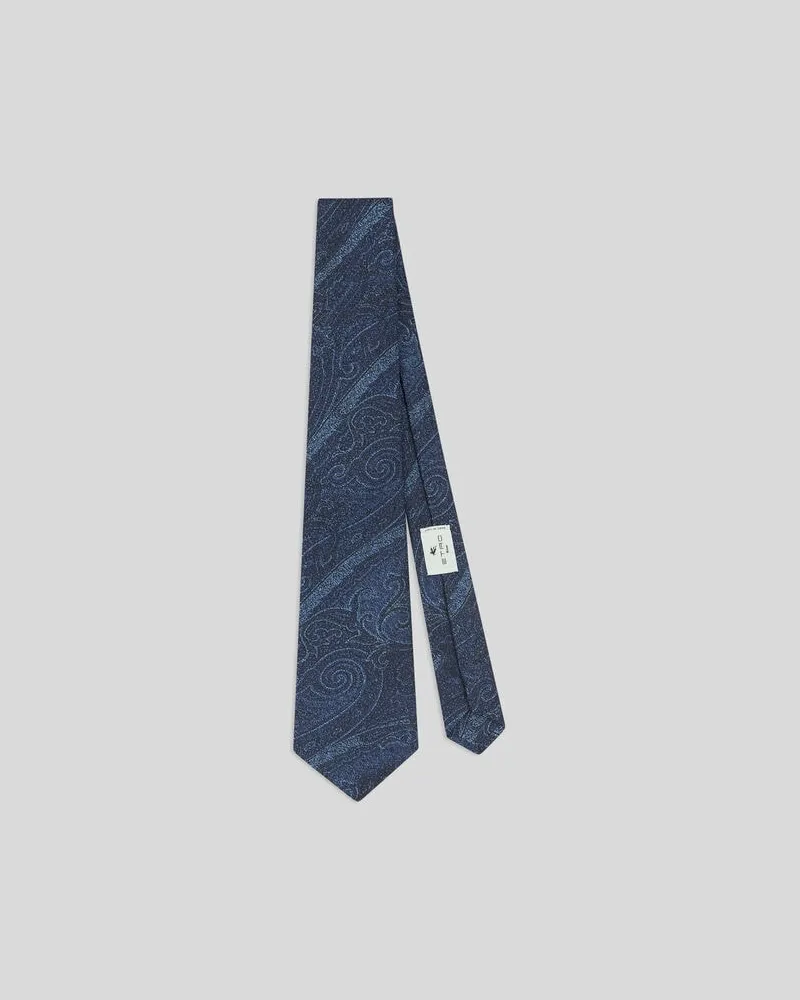 Etro Jacquard-krawatte Aus Seide Mit Arnikamuster, Herren, Blau Blau
