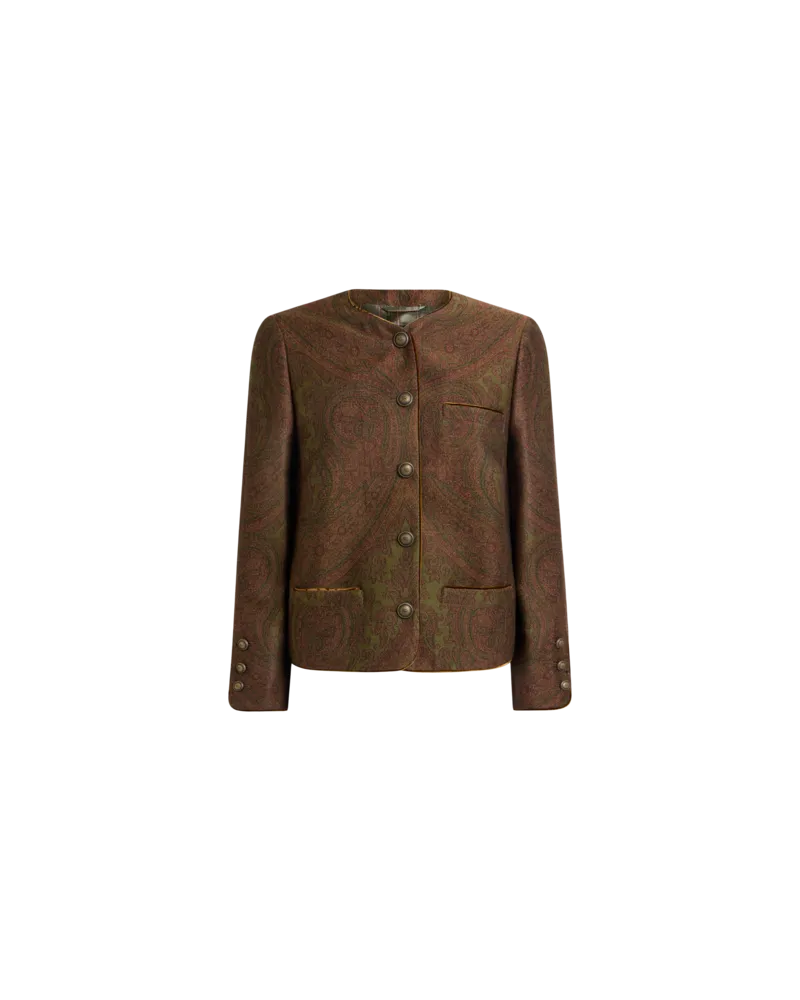 Etro Jacquard-jacke Aus Einer Wollmischung Mit Paisley-motiv, Damen, Braun, Größe Braun