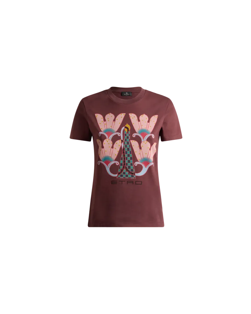 Etro T-shirt Aus Baumwolle Mit Print, Damen, Bordeaux, Größe Bordeaux