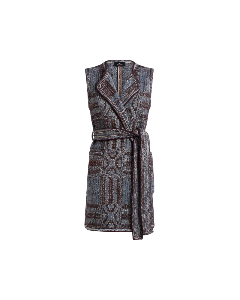 Etro Lange Weste Aus Bouclé-jacquard, Damen, Hellblau, Größe Hellblau