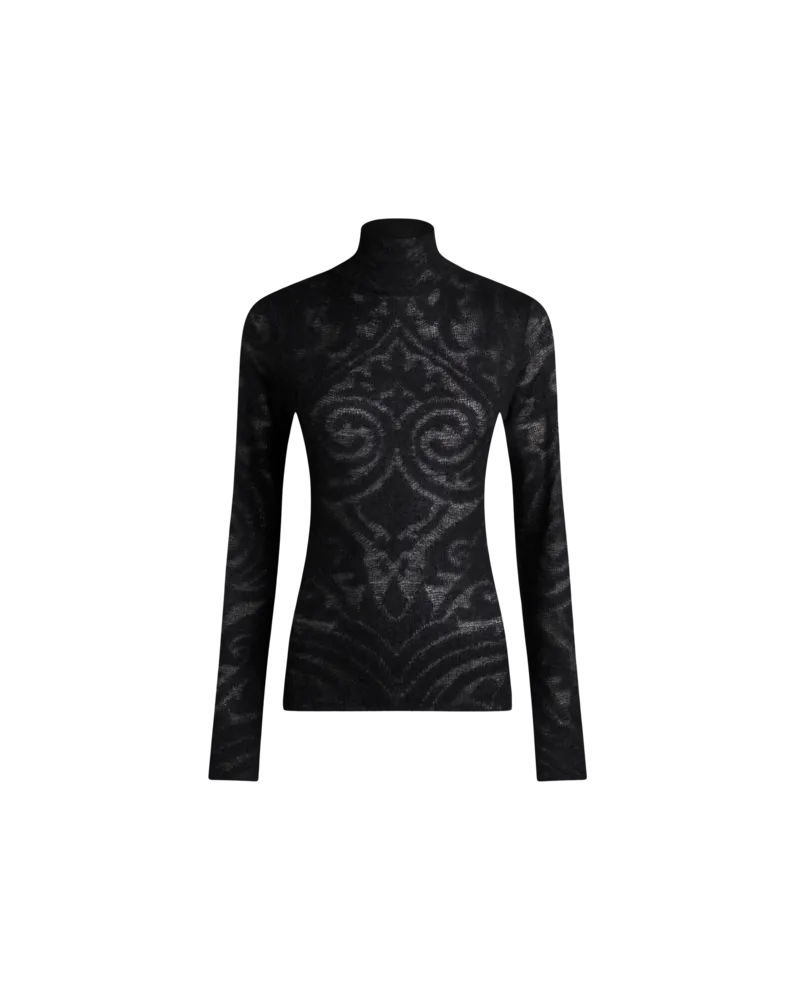 Etro Rollkragenpullover Aus Jacquard-strick, Damen, Schwarz, Größe Schwarz
