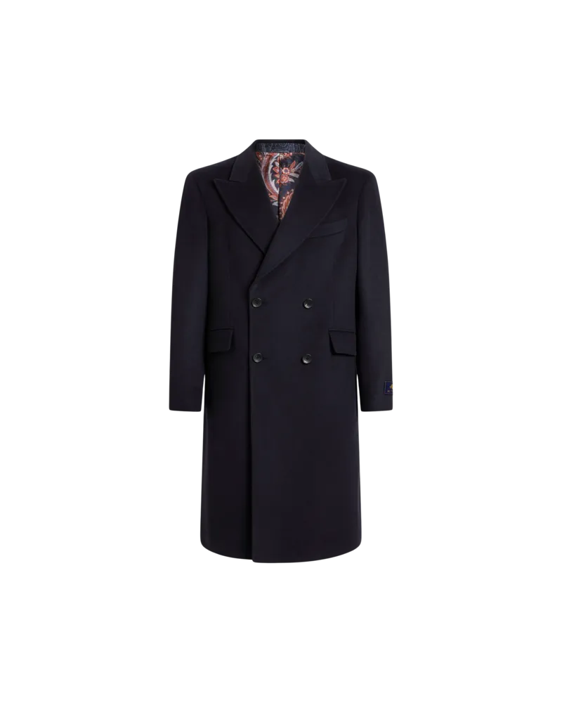 Etro Zweireihiger Mantel Aus Kaschmir, Herren, Blau, Größe Blau