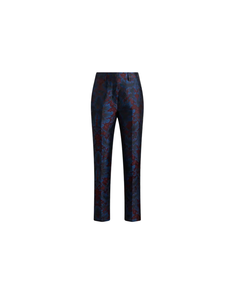 Etro Zigarettenhose Aus Einer Seidenmischung Mit Jacquardmuster, Damen, Blau, Größe Blau