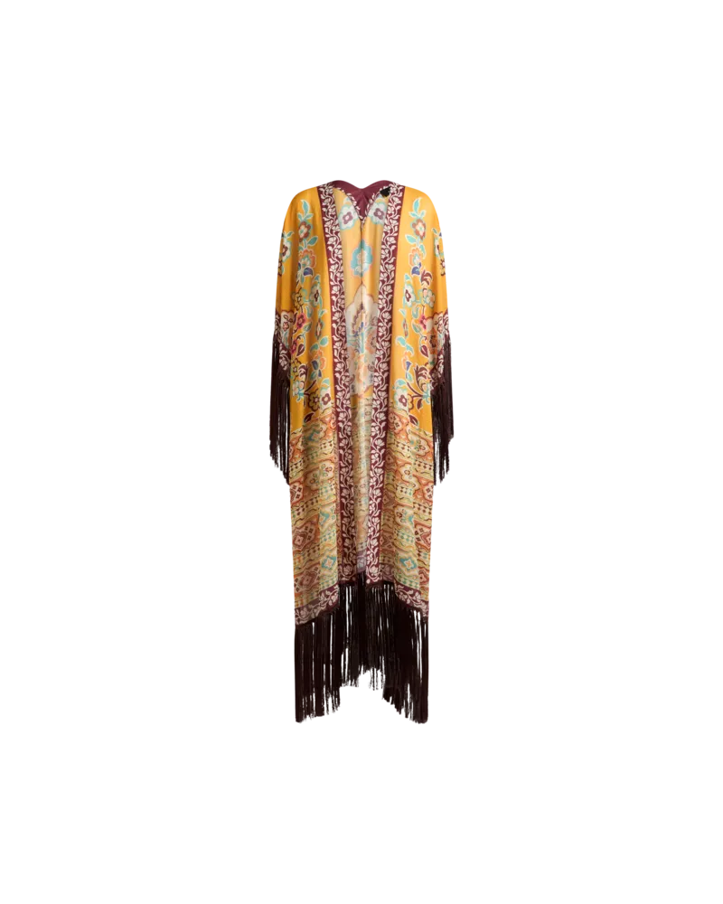 Etro Bedruckter Kaftan Mit Fransen, Damen, Gelb Gelb