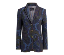 Einreihige Jacke Aus Denim Aus Stretch-baumwolle Mit Paisley-motiv, Damen, Hellblau, Größe