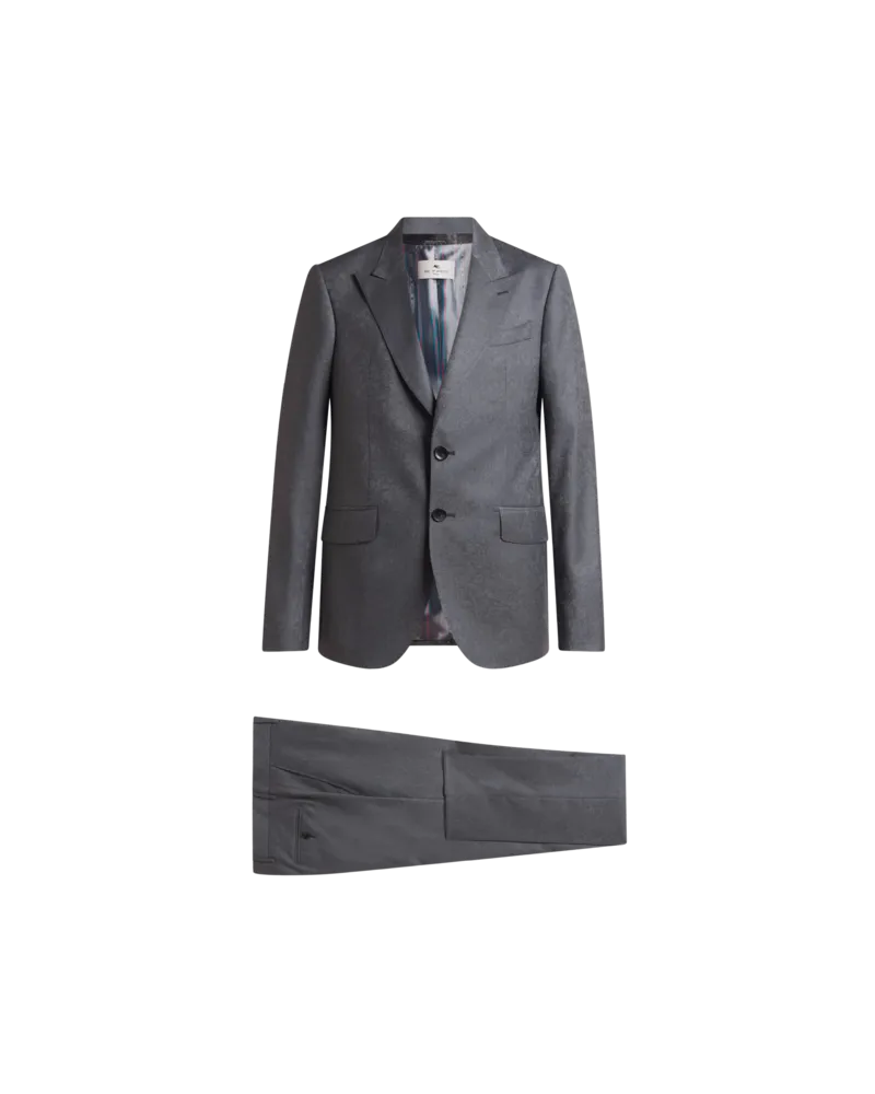 Etro Einreihiges Jacquard-anzug Aus Wolle Mit Floralem Paisley-motiv, Herren, Grau, Größe Grau