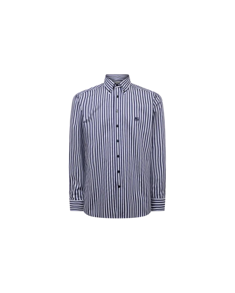 Etro Button-down-hemd Aus Baumwolle Mit Streifenmotiv, Herren, Blau, Größe Blau