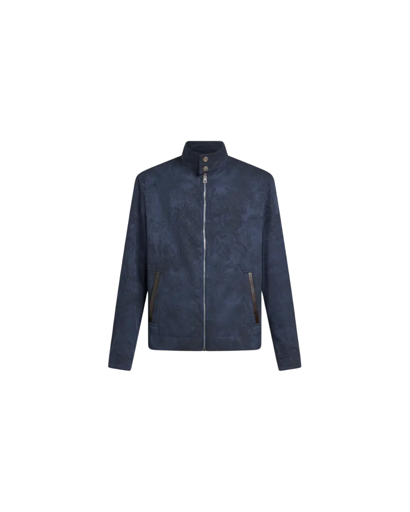 Etro Jacke Mit Blattmuster, Herren, Navyblau, Größe Navyblau