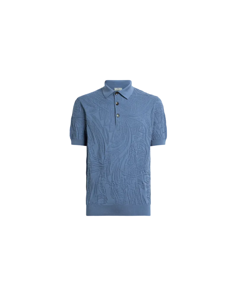Etro Poloshirt Aus Trikot Aus Baumwolle Mit Paisley- Ramage-motiv, Herren, Hellblau, Größe Hellblau